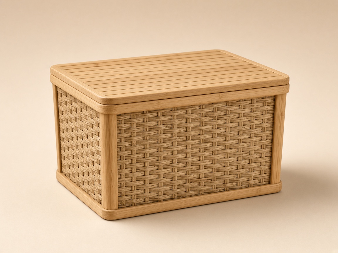 RTL-082 medium lidded bamboo basket